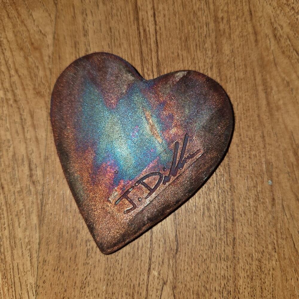 Blessed Heart Raku Pottery Turquoise Heart SIGNED artist Jeremy Diller